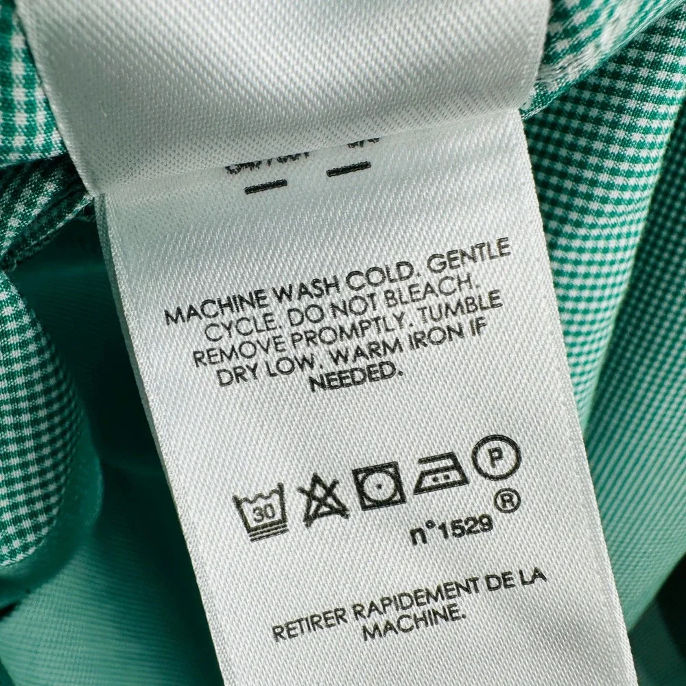 Polo Ralph Lauren Mens  Microcheck Gingham Button  Dress Shirt Green Size 16 1/2